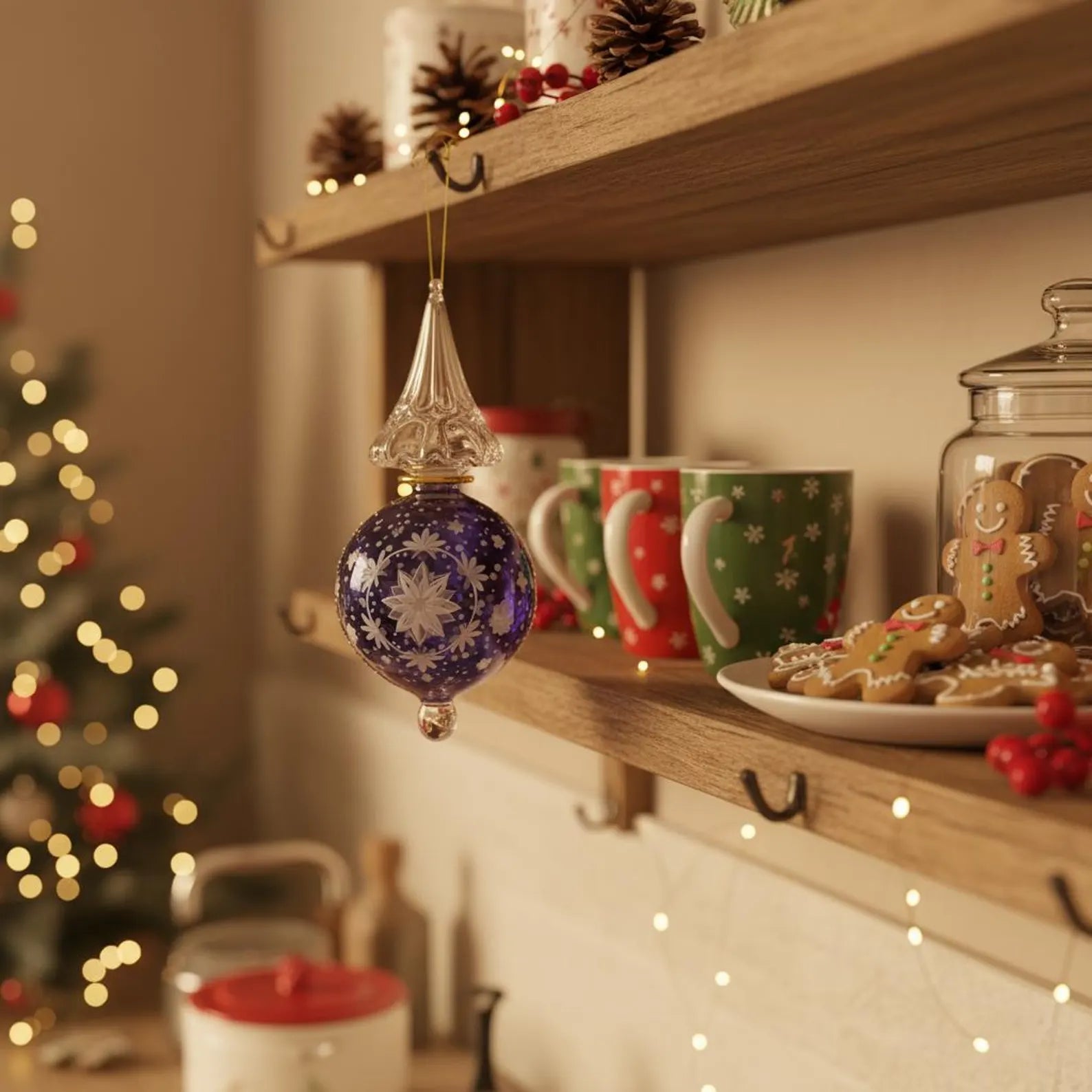 Purple blown glass Christmas ornament